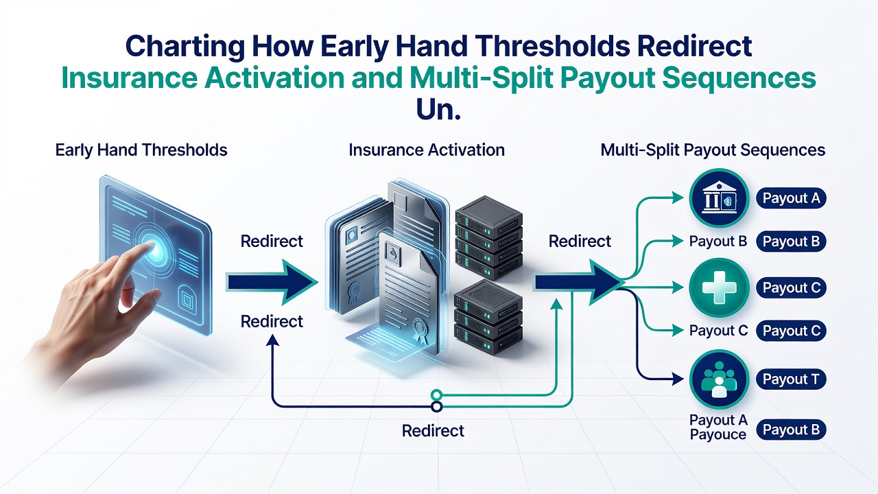 Diagram illustrating multi-split payout sequences and insurance activation points relative to dealer stand rules